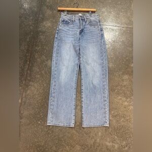 Pistola Studded High Rise Straight Leg Jeans Light Wash Size 25